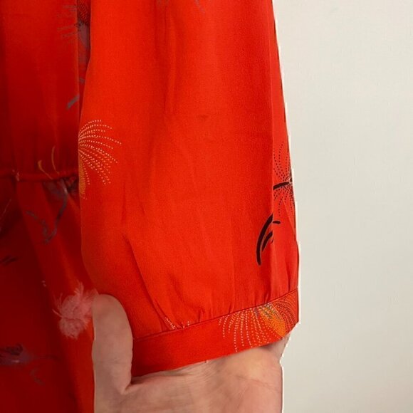 O'NEILL PACSUN Jules Shift Dress Red ish Floral 3/4 Sleeve Tie Waist Button Back - Picture 10 of 16